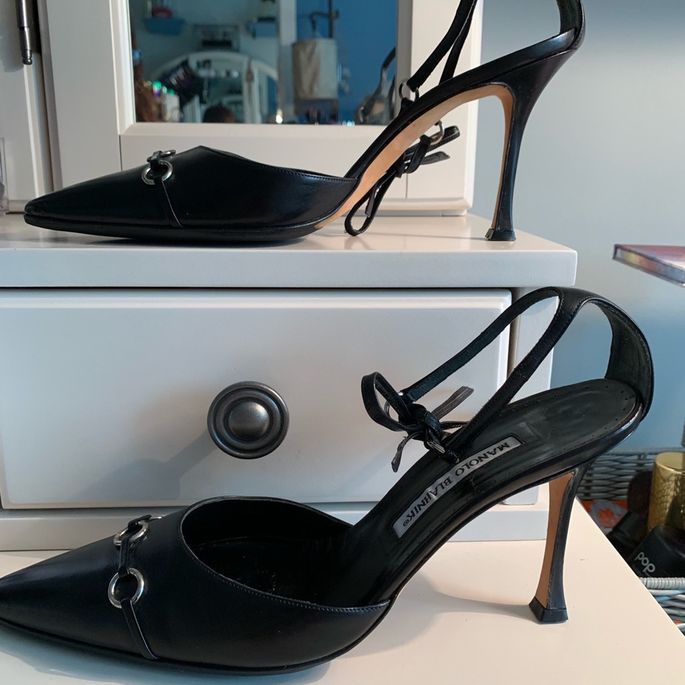 Manolo Blahnik Ankle Tie Pumps